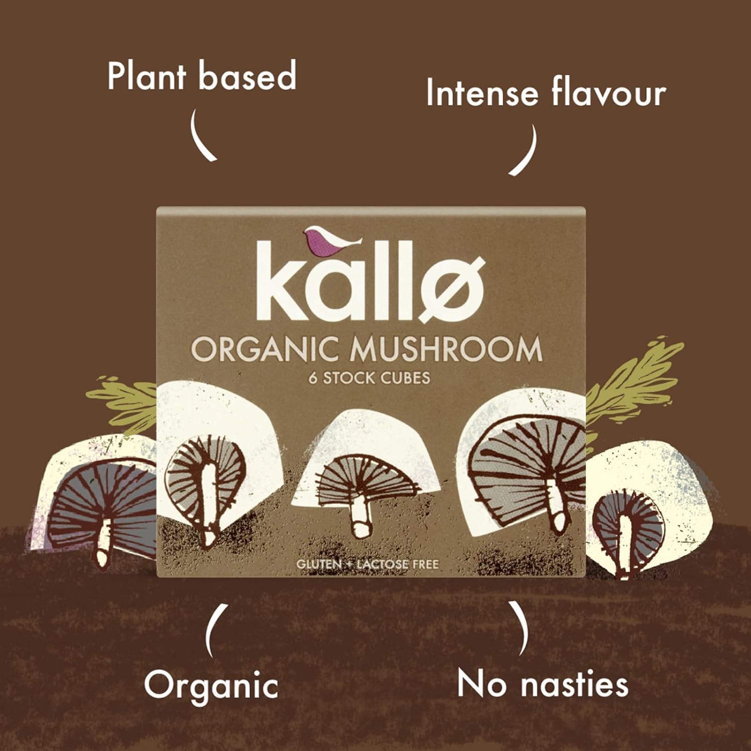 Mushroom Stock 6 Cubes - Eco Natural Products - Kallo - Stock Cubes