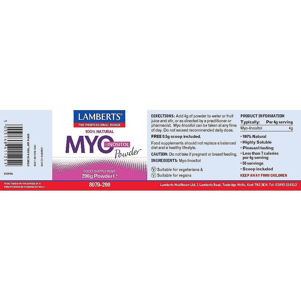 Myo - Inositol Powder 200g - Lamberts - Food Supplement - Eco Natural Products