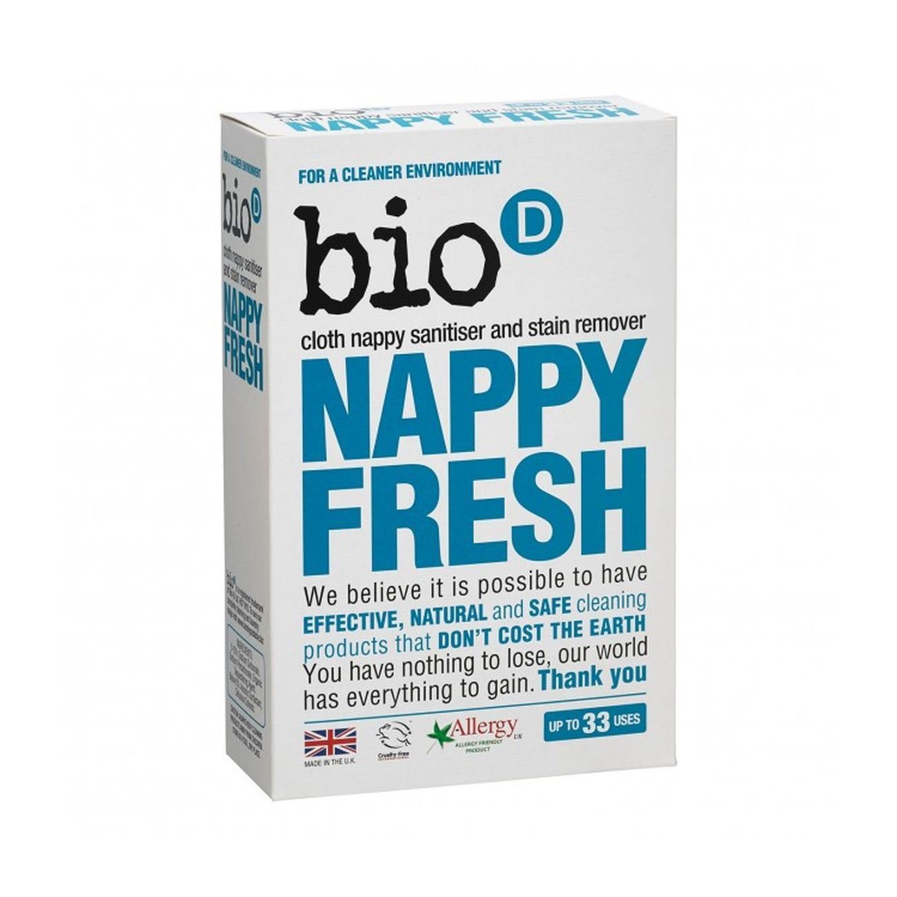 Nappy Fresh Cloth Nappy Sanitiser & Stain Remover 500g - Eco Natural Products - Bio - D - Laundry Detergent