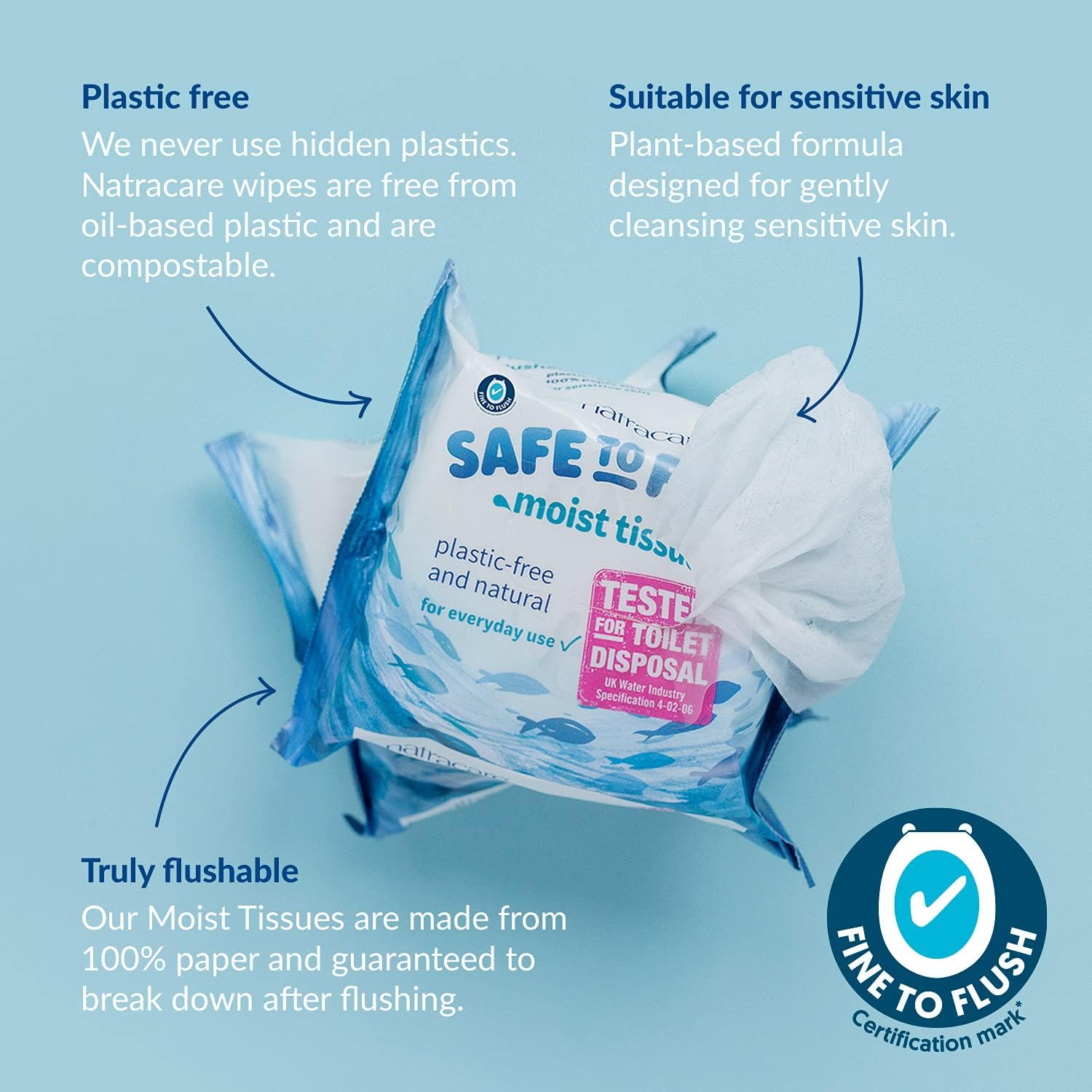 Natracare - Toilet Moist Tissue - Safe to Flush - 30wipes - Natracare - Wipes - Eco Natural Products