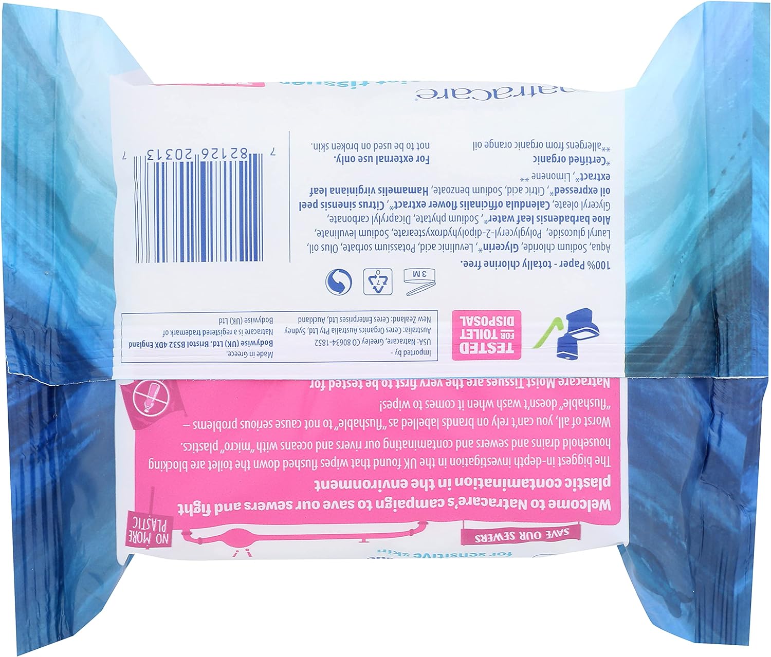 Natracare - Toilet Moist Tissue - Safe to Flush - 30wipes - Eco Natural Products - Natracare - Wipes