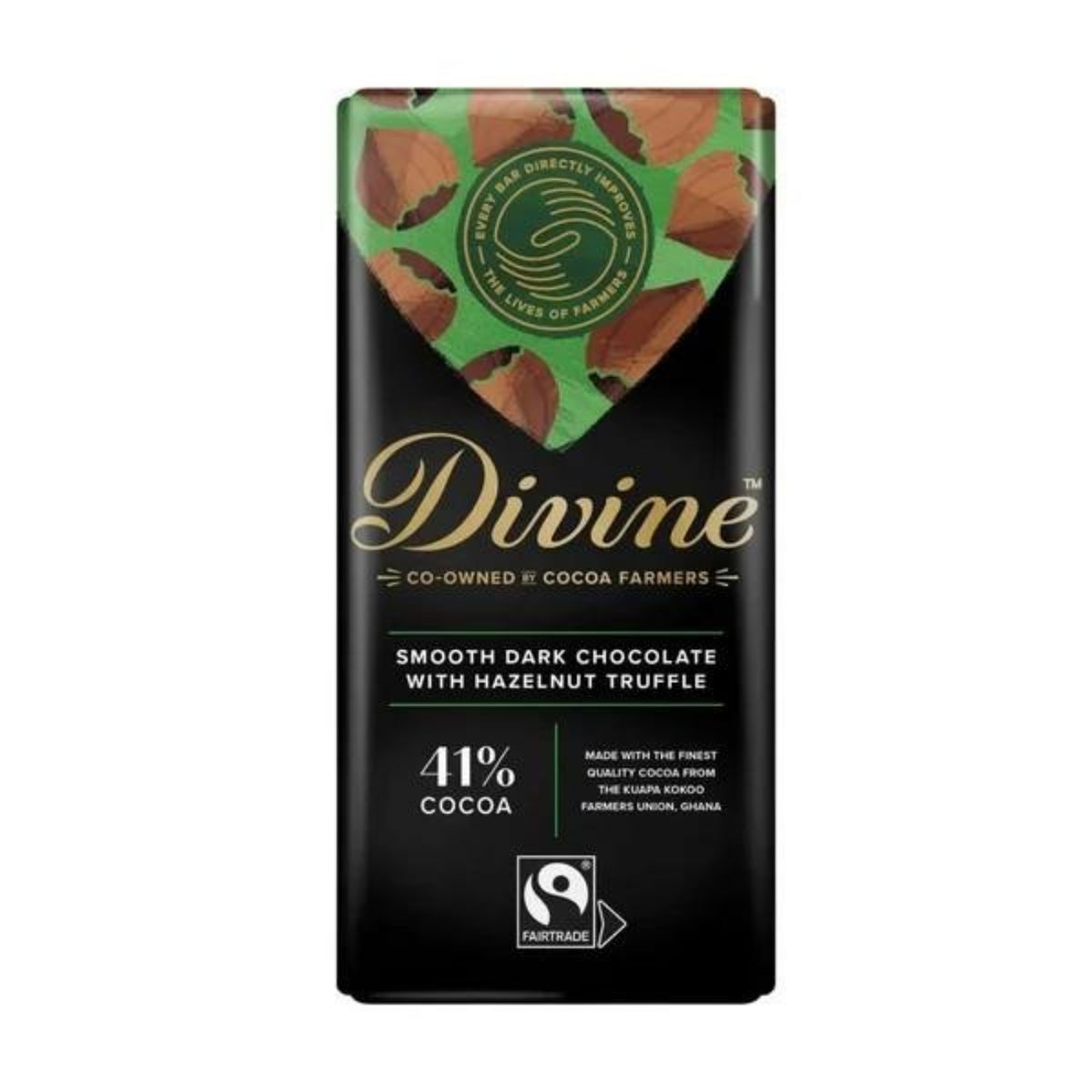 Natura 70% Dark Chocolate Hazelnut Prailine Bar 90g BBE 07.2026 - Divine Chocolate - Divine Chocolate