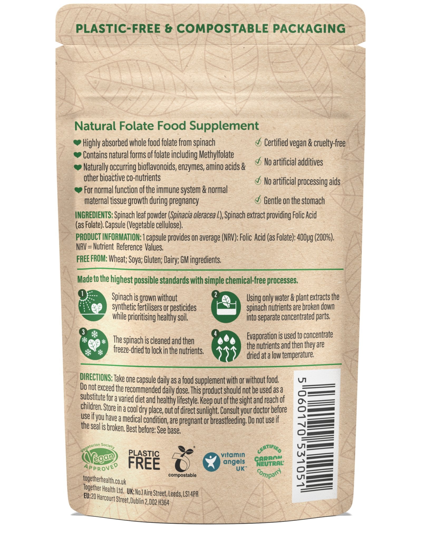 Natural Folate 30 Capsules - Together Health - Food Supplement - Eco Natural Products