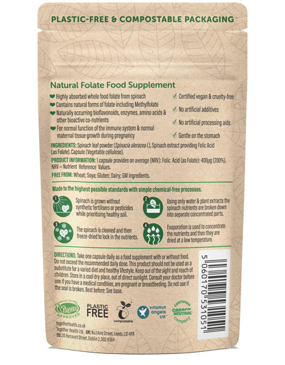 Natural Folate 30 Capsules - Together Health - Food Supplement - Eco Natural Products