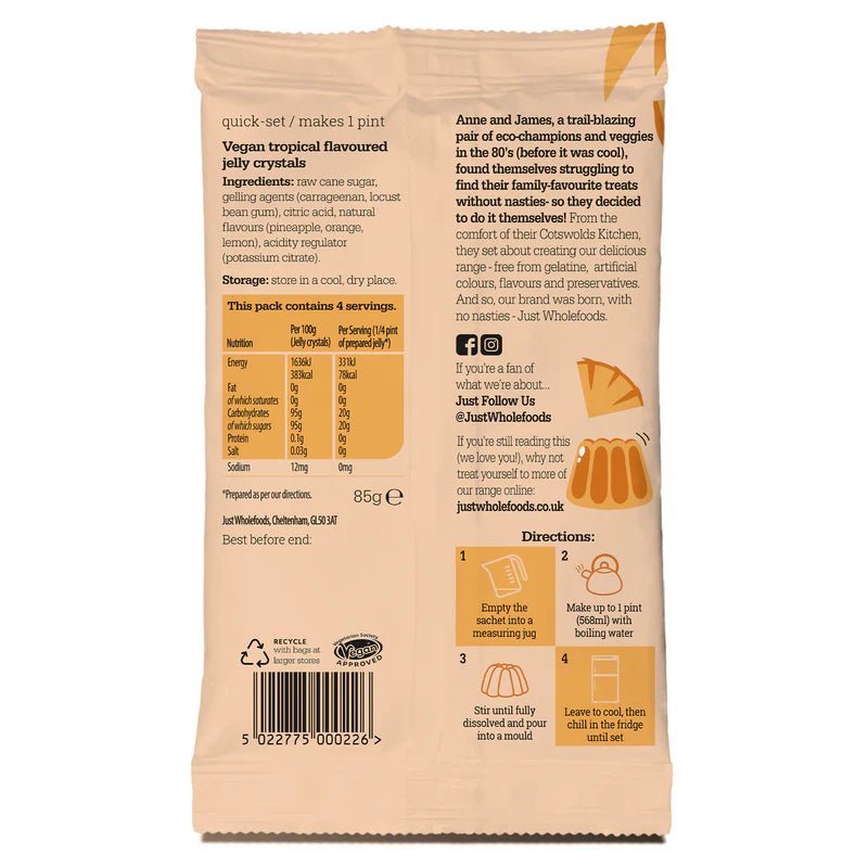 Natural Tropical Real Fruit Flavoured Jelly Crystals 85g - Just Wholefoods - Jelly - Eco Natural Products