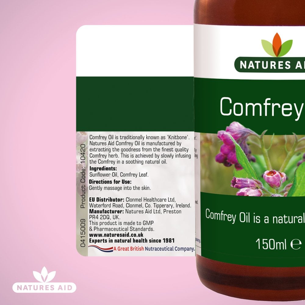 Natures Aid Comfrey Oil 150ml side 1 packaging