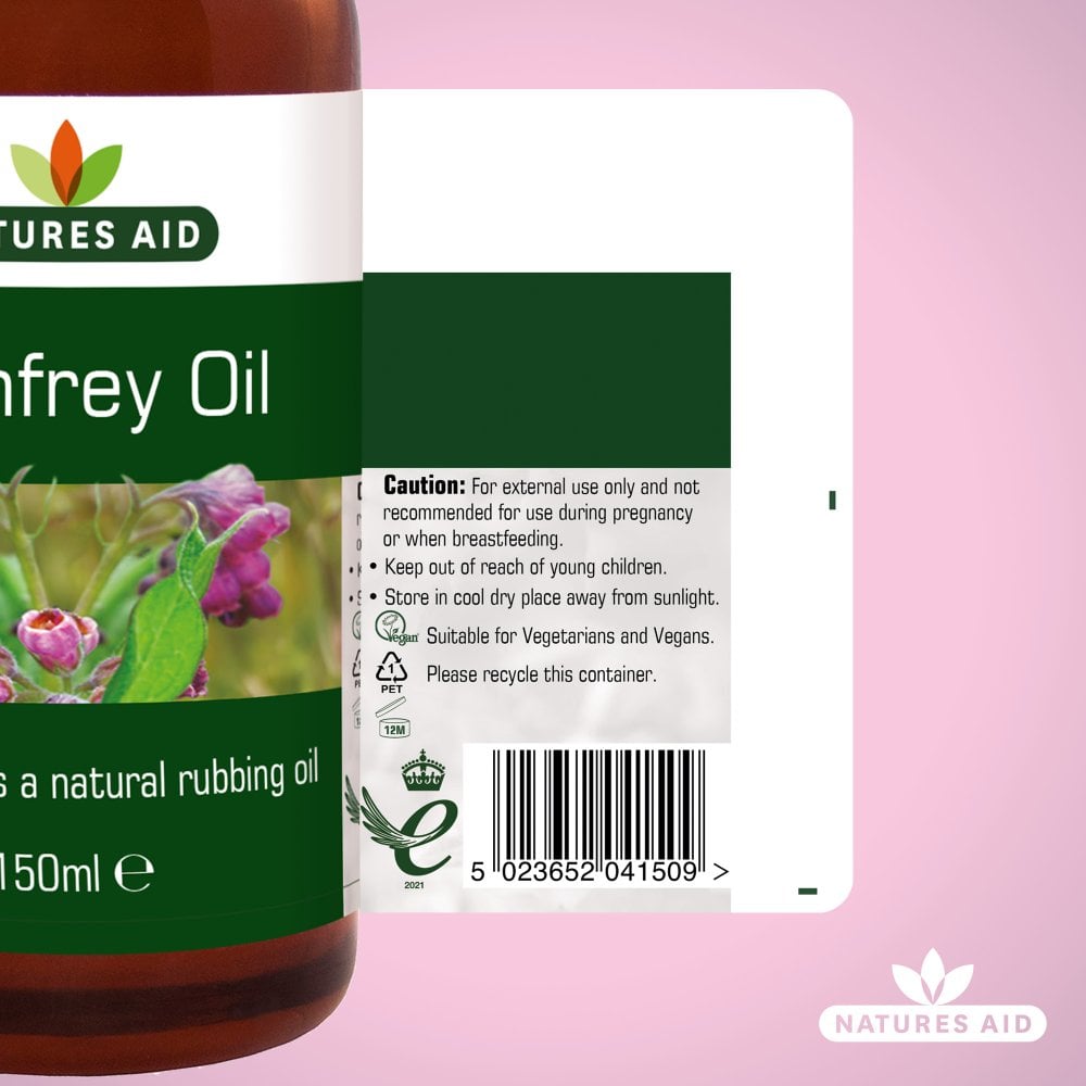 Natures Aid Comfrey Oil 150ml side 2 packaging
