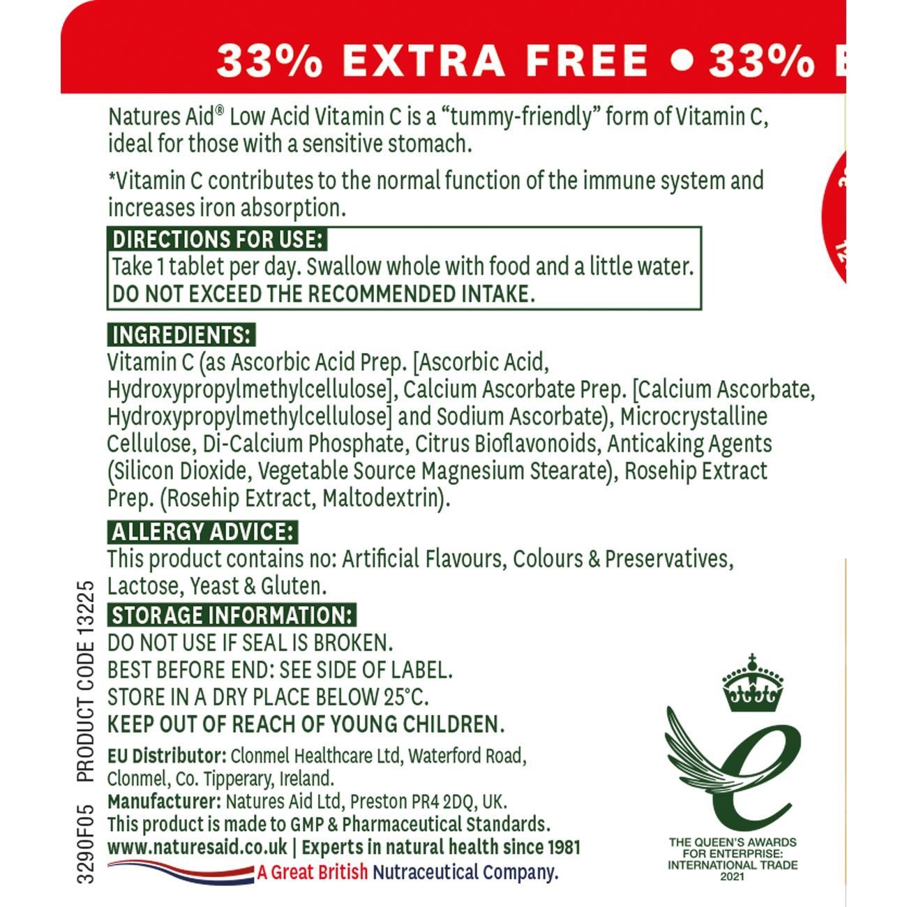 Natures Aid Vitamin C 1000mg 120 Tablets with Citrus Bioflavonoids - Natures Aid - Food Supplement - Natures Aid
