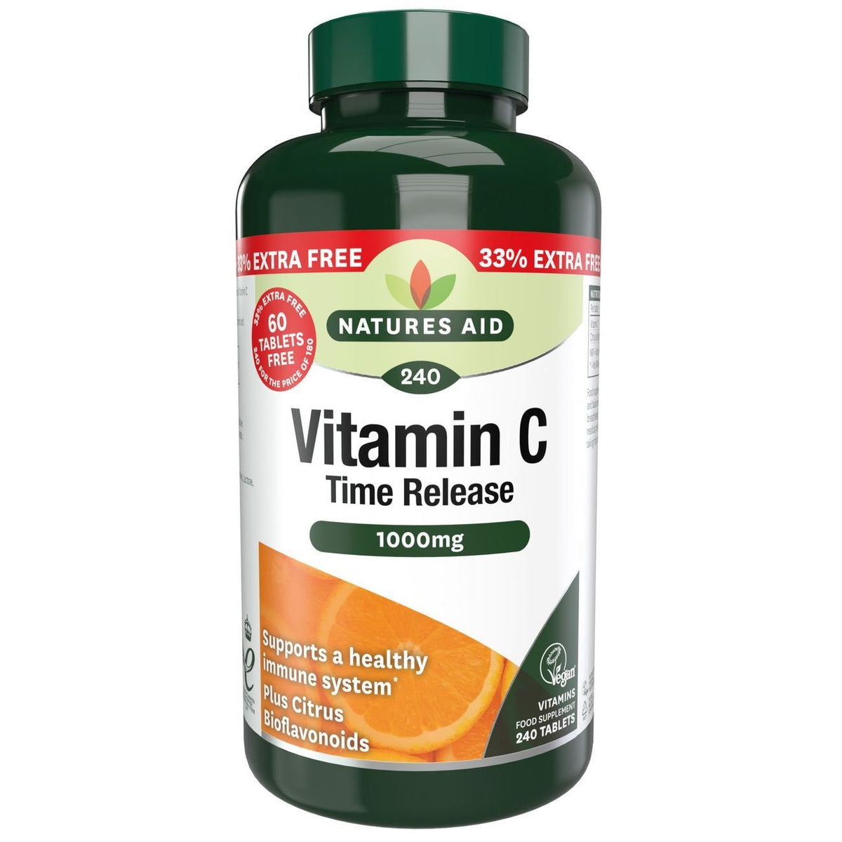 Natures Aid Vitamin C 1000mg 240 Tablets with Citrus Bioflavonoids - Natures Aid - Food Supplement - Natures Aid
