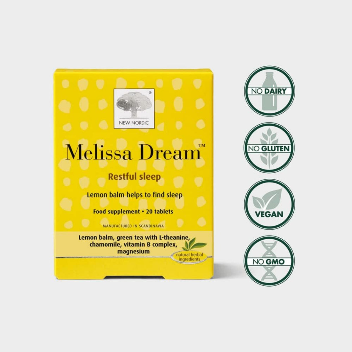 New Nordic - Melissa Dream 20 Tablets BBE 11.2026 - New Nordic - Herbal Supplements - New Nordic