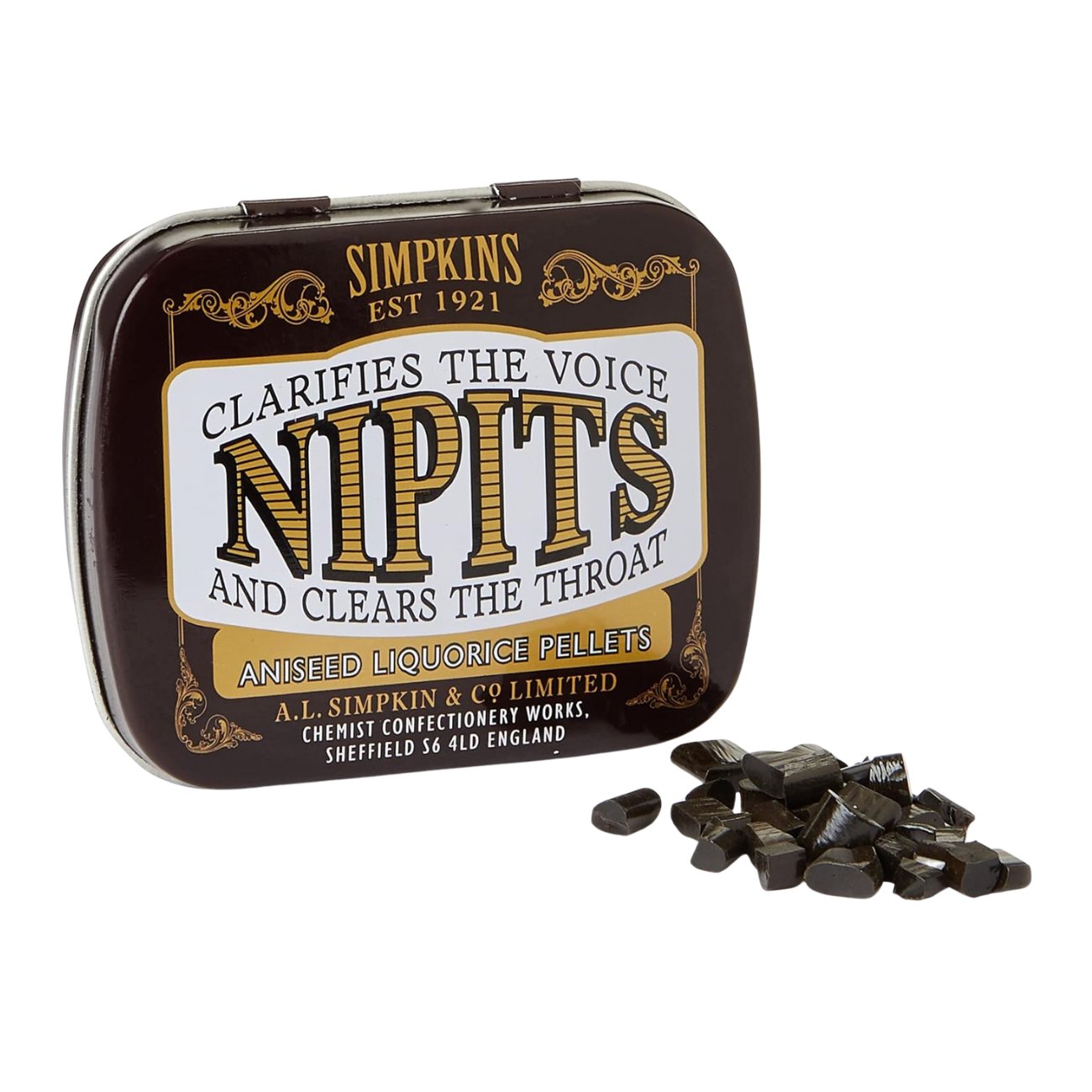Nipits Liquorice Pellets Aniseed Tin 12g - Simpkins - Liquorice - Eco Natural Products