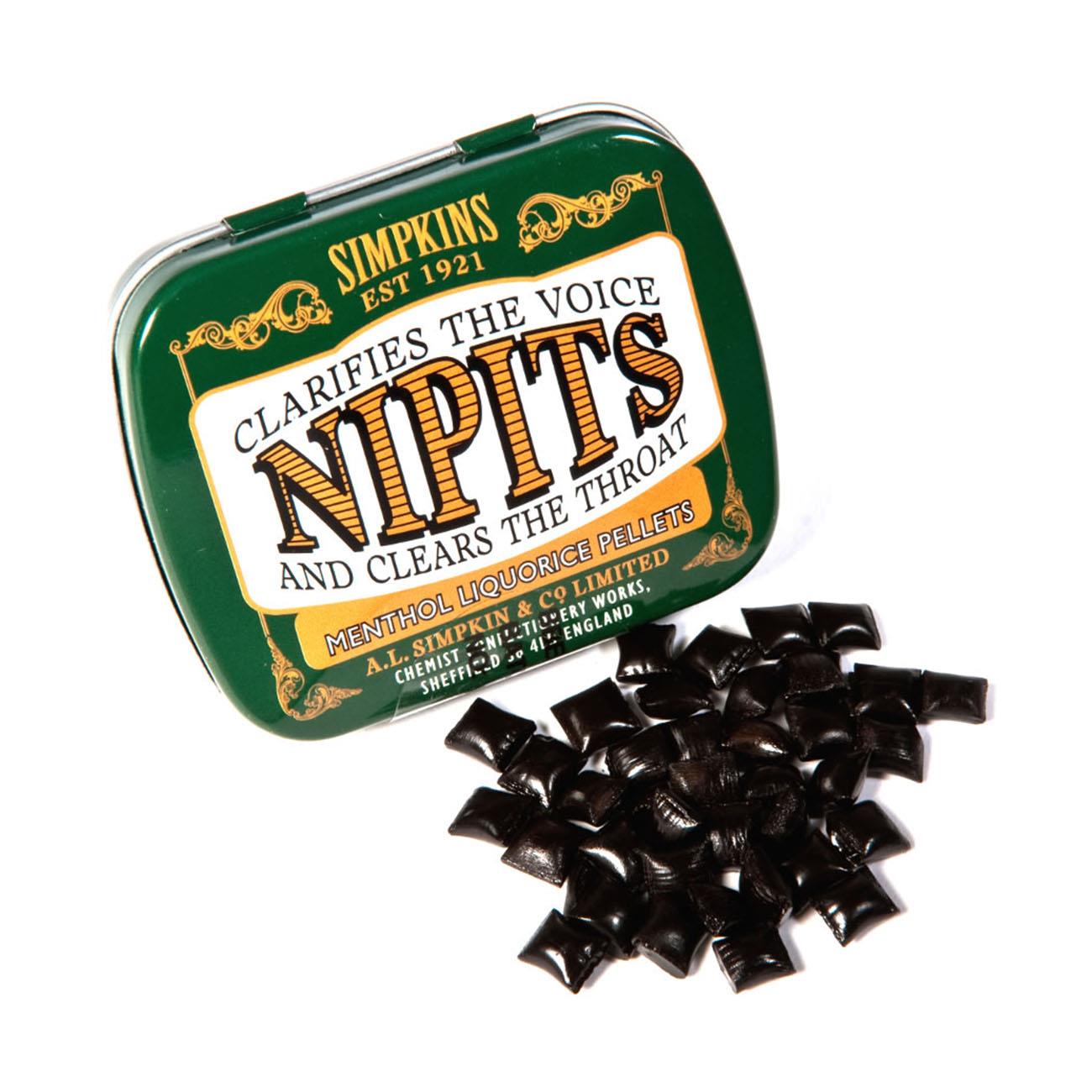 Nipits Liquorice Pellets Menthol Tin 12g - Eco Natural Products - Simpkins - Liquorice