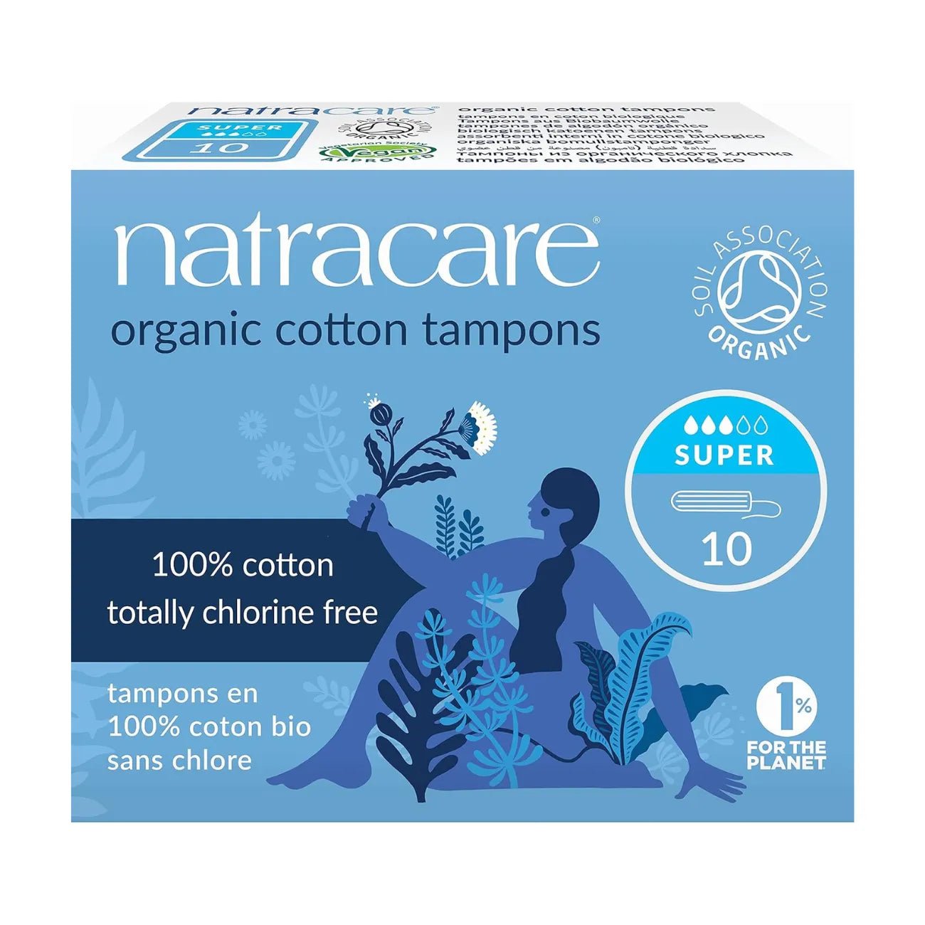 Non Applicator Organic Tampons Super 10 Per Pack - Natracare - Tampons - Natracare