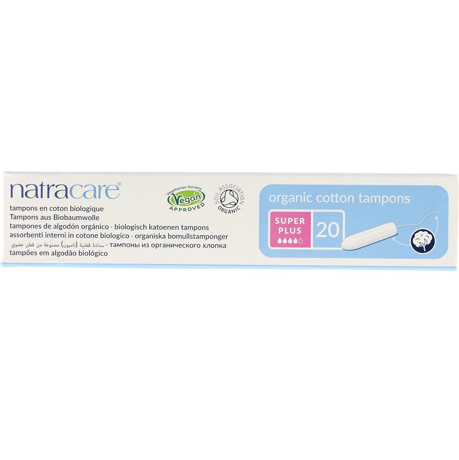 Non Applicator Organic Tampons Super Plus 20 Per Pack - Natracare - Feminine Sanitary Supplies - Eco Natural Products