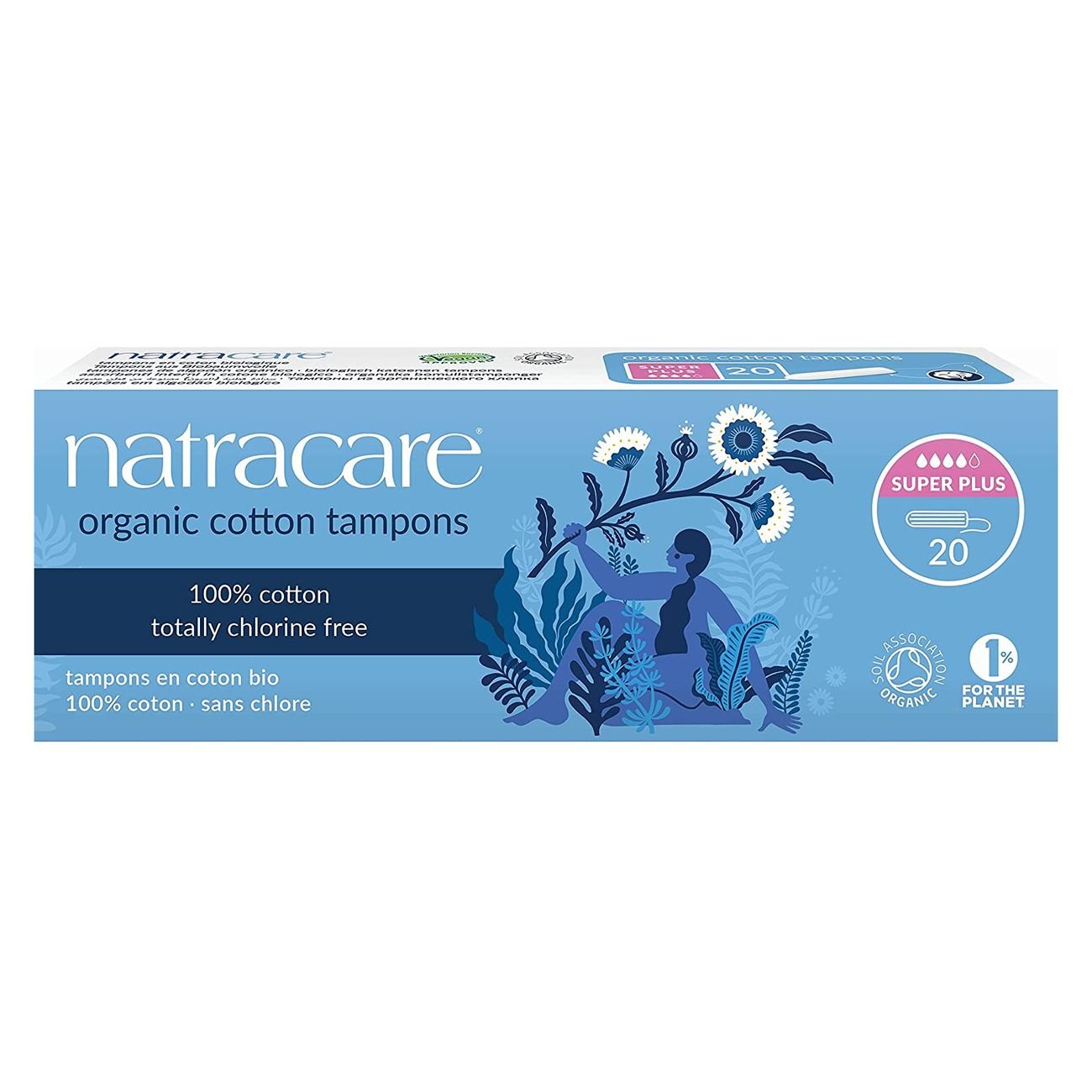 Non Applicator Organic Tampons Super Plus 20 Per Pack - Eco Natural Products - Natracare - Feminine Sanitary Supplies