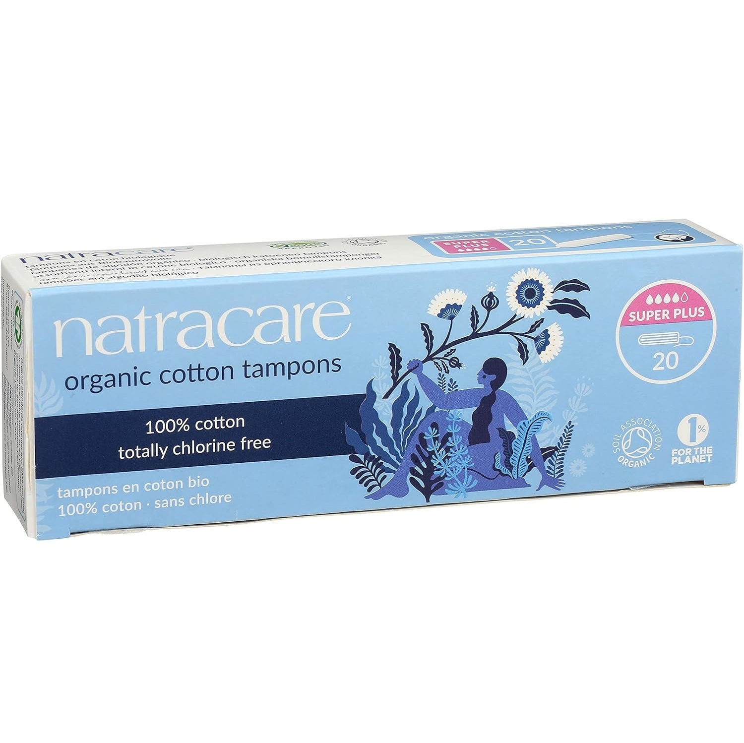 Non Applicator Organic Tampons Super Plus 20 Per Pack - Natracare - Feminine Sanitary Supplies - Eco Natural Products