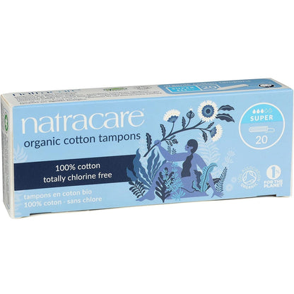Non Applicator Tampons Super 20 Per Pack - Natracare - Feminine Sanitary Supplies - Eco Natural Products