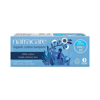 Non Applicator Tampons Super 20 Per Pack - Natracare - Feminine Sanitary Supplies - Eco Natural Products