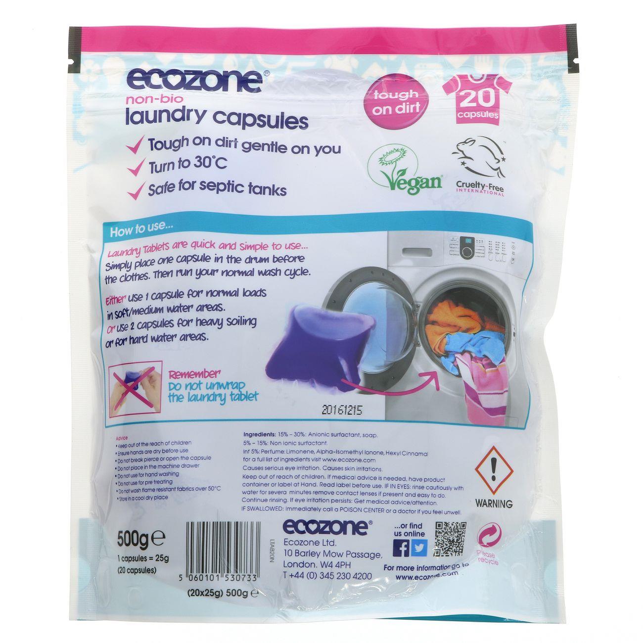 Non Bio Laundry Liquid 20 Capsules - Ecozone - Eco Natural Products