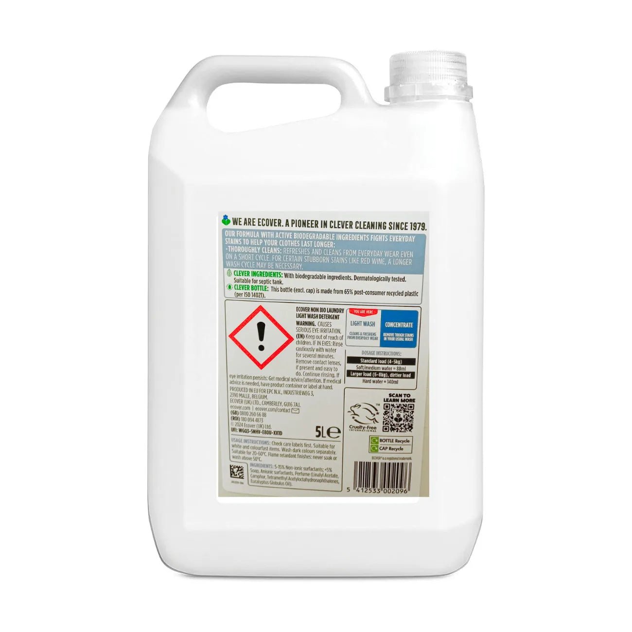 Non - Bio Liquid Gentle Fragrance Laundry Liquid 56 Washes 5L - Ecover - Laundry Liquid - Ecover