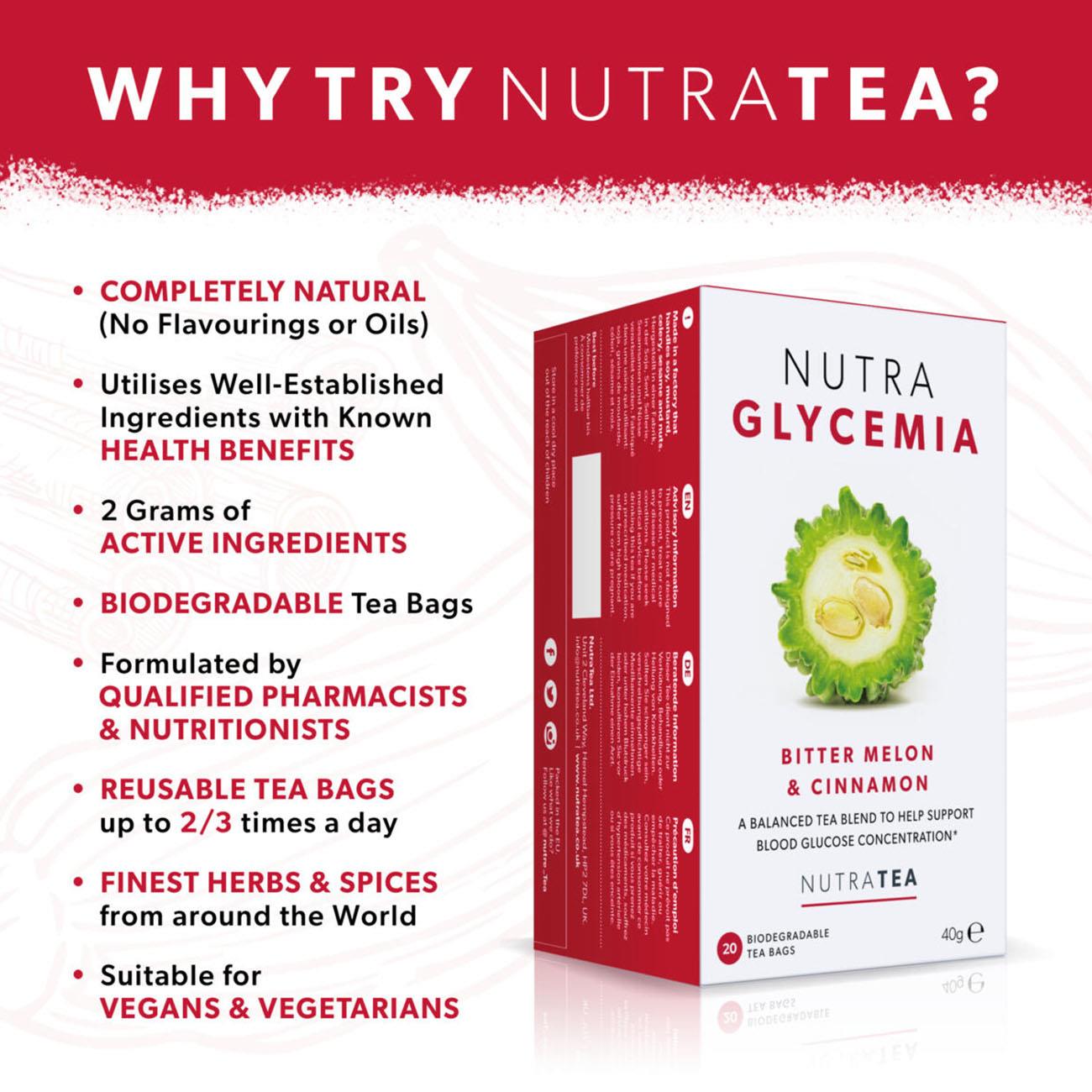 Nutra Glycemia Herbal Tea 20 Bags - Eco Natural Products - NutraTea - Herbal tea