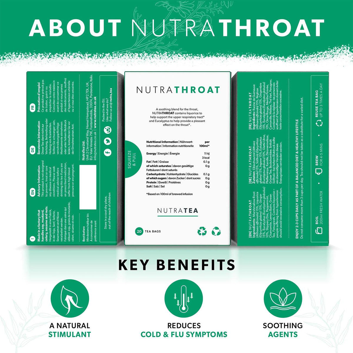 Nutra Throat Tea Herbal Tea 20 Bags - NutraTea - Herbal Tea - NutraTea
