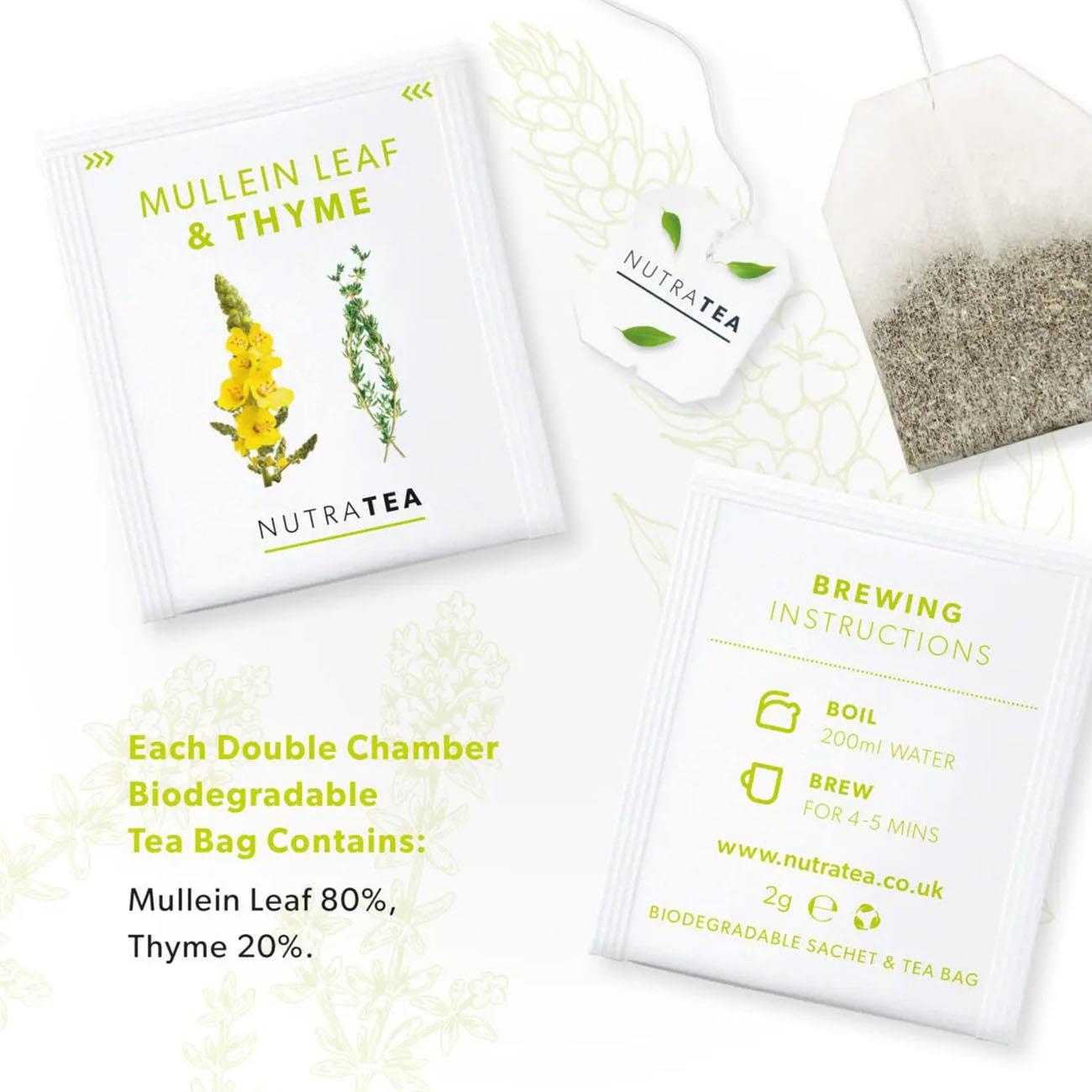 Nutratea Mullein Leaf & Thyme Herbal Tea 20 Bags - Eco Natural Products - NutraTea - Herbal Tea