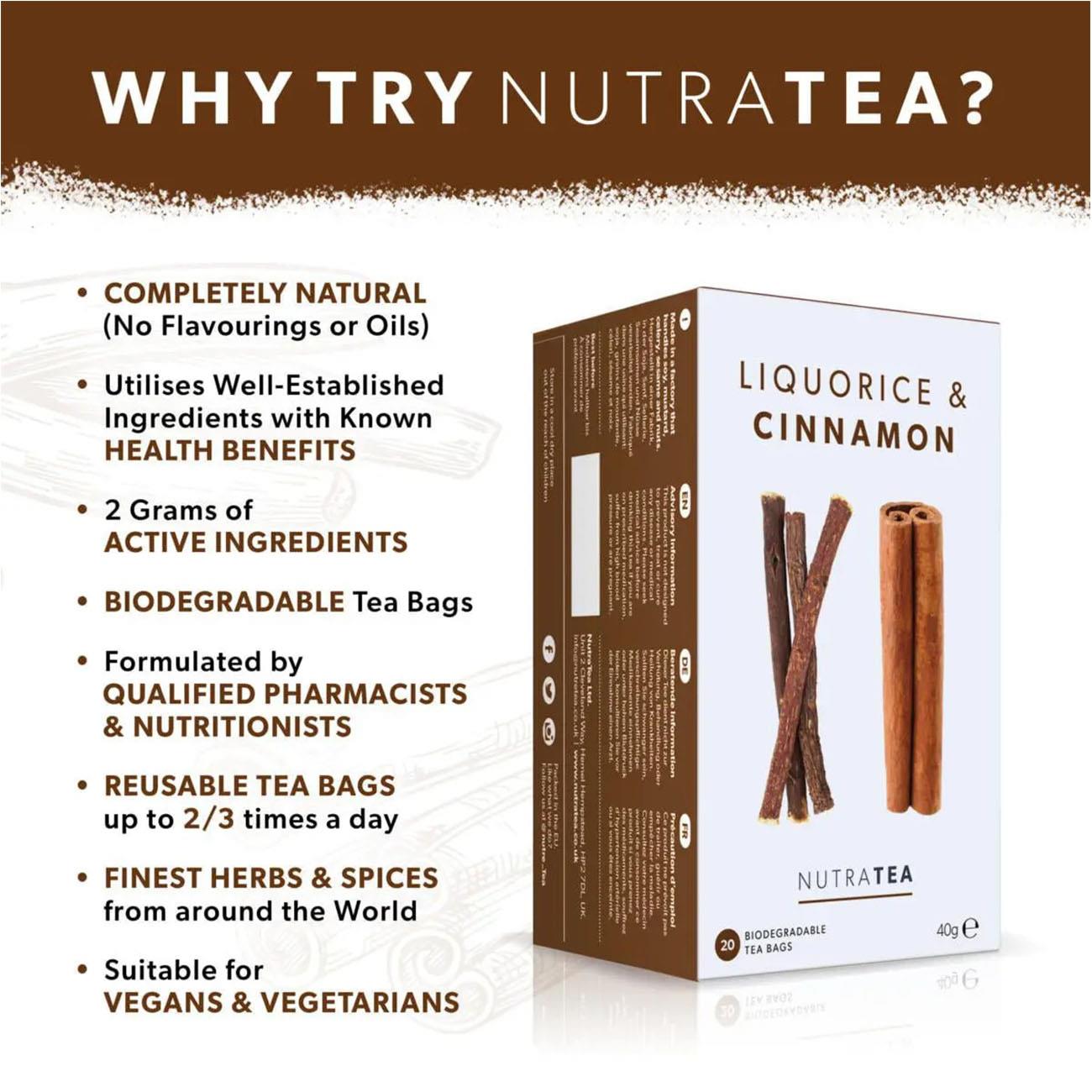 Nutratea Nutra Liquorice & Cinnamon Herbal Tea 20 Bags - NutraTea - Herbal Tea - Eco Natural Products