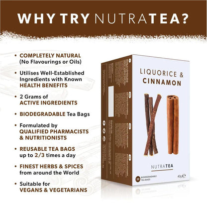 Nutratea Nutra Liquorice & Cinnamon Herbal Tea 20 Bags - NutraTea - Herbal Tea - Eco Natural Products