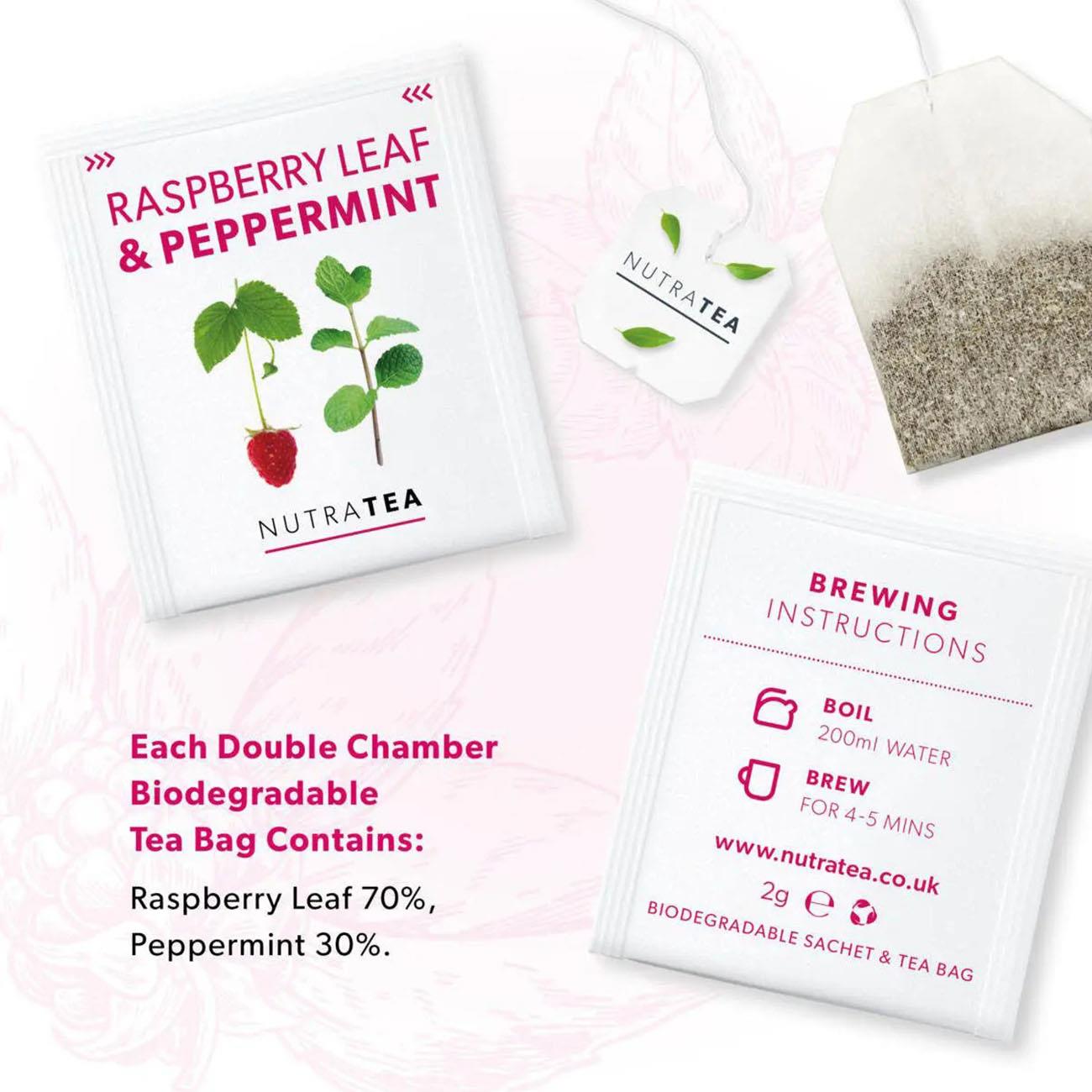 Nutratea Raspberry Leaf & Peppermint Herbal Tea 20 Bags - Eco Natural Products - NutraTea - Herbal Tea