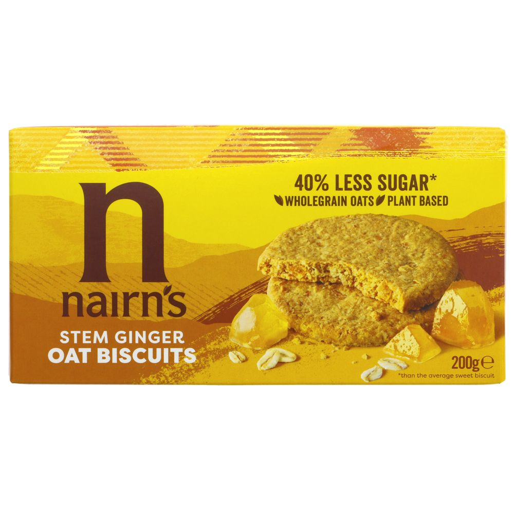 Oats and Stem Ginger Biscuit 200g - Nairns - Biscuits - Eco Natural Products