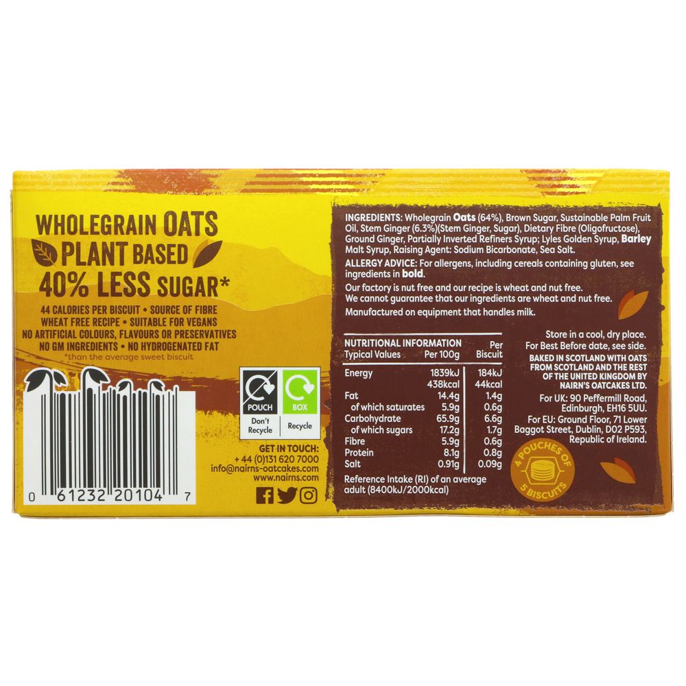 Oats and Stem Ginger Biscuit 200g - Nairns - Biscuits - Eco Natural Products