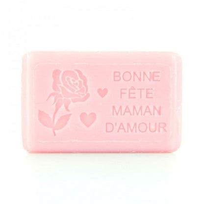 Bonne Fête Maman floral French soap front view