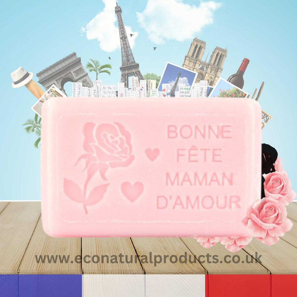 Bonne Fête Maman floral French soap - Floral scented Marseille soap bar ideal for mum