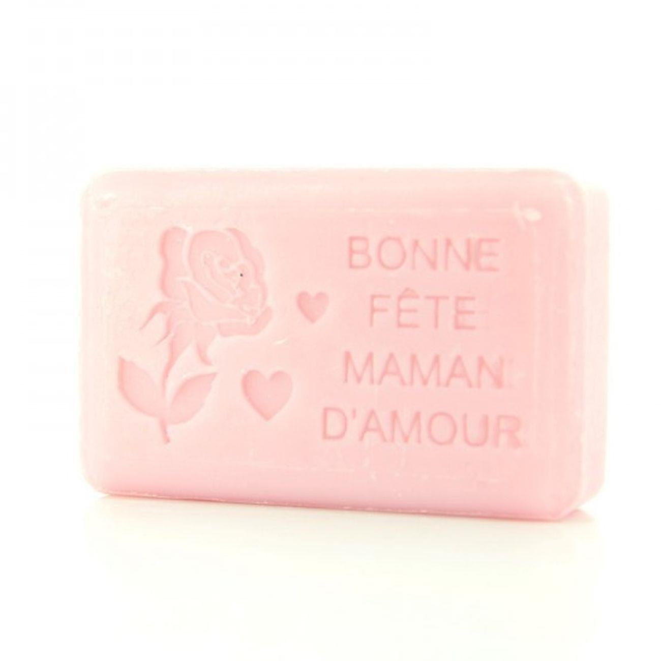 Bonne Fête Maman floral French soap side view