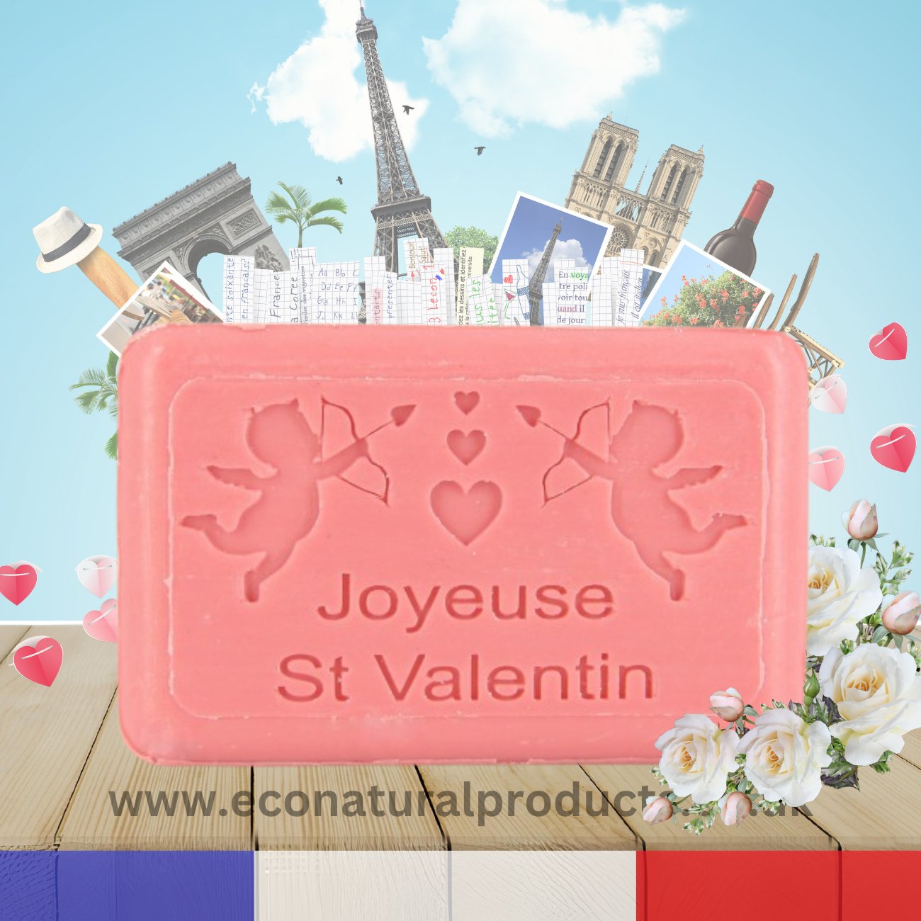 Occasion Soap - Saint Valentine Cupid (White Flowers) 125g - Eco Natural Products - FouFour - Savon de Marseille - Bar Soap