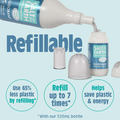 Ocean & Coconut Refillable Roll - On Deodorant 75ml - Salt Of the Earth - Deodorant - Eco Natural Products