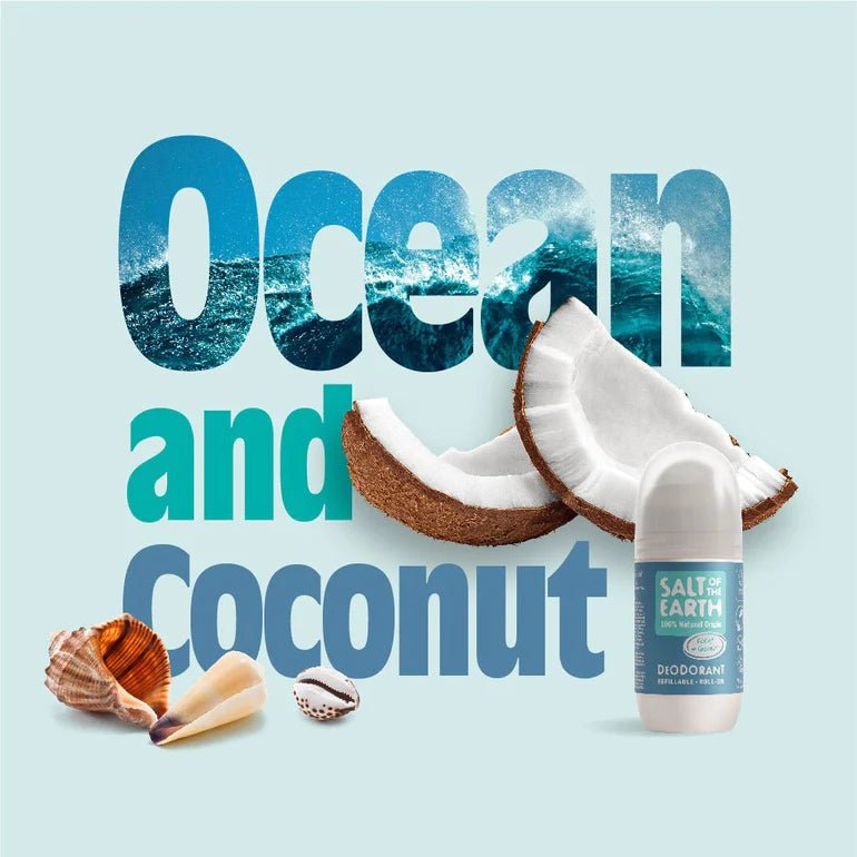 Ocean & Coconut Refillable Roll - On Deodorant 75ml - Salt Of the Earth - Deodorant - Eco Natural Products