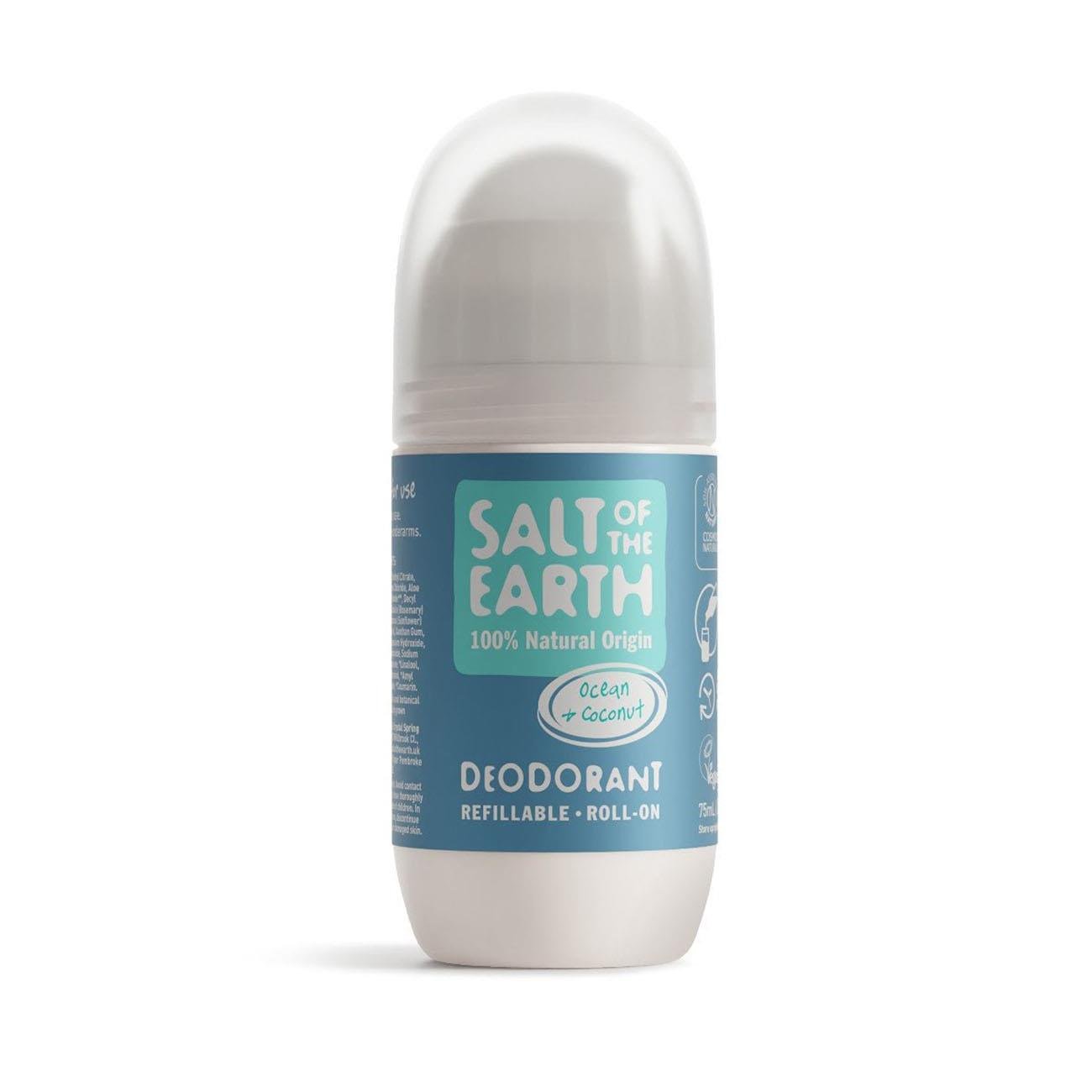 Ocean & Coconut Refillable Roll - On Deodorant 75ml - Salt Of the Earth - Deodorant - Eco Natural Products