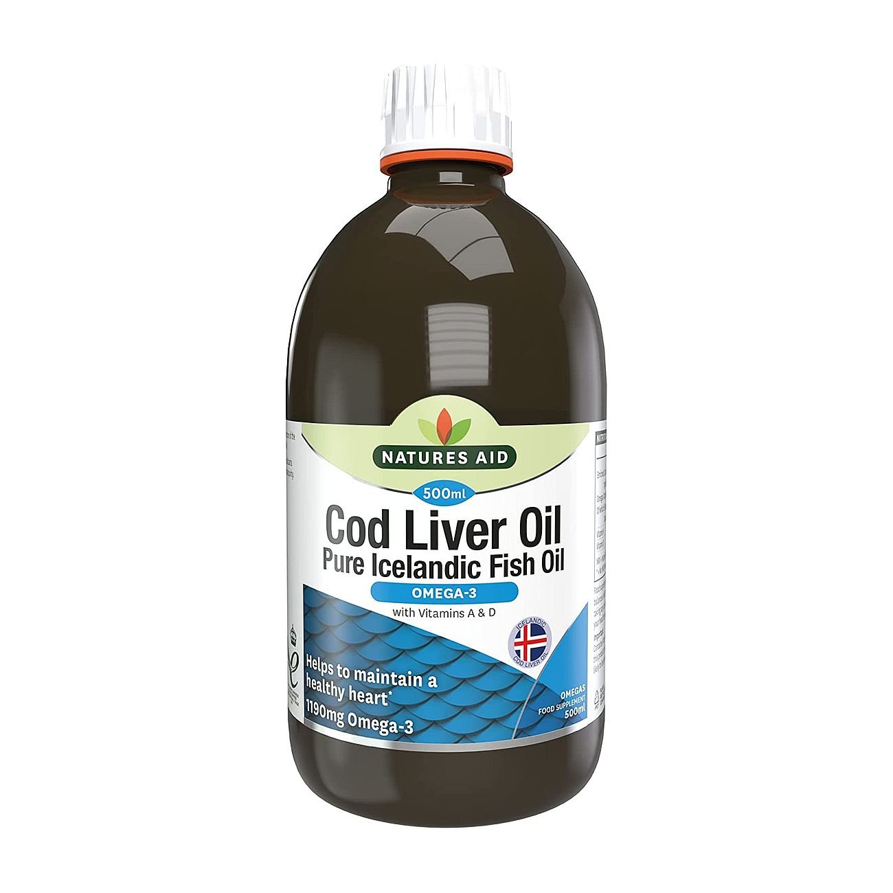 Omega - 3 Cod Liver Oil Liquid 500ml - Eco Natural Products - Natures Aid - Vitamins & Supplements