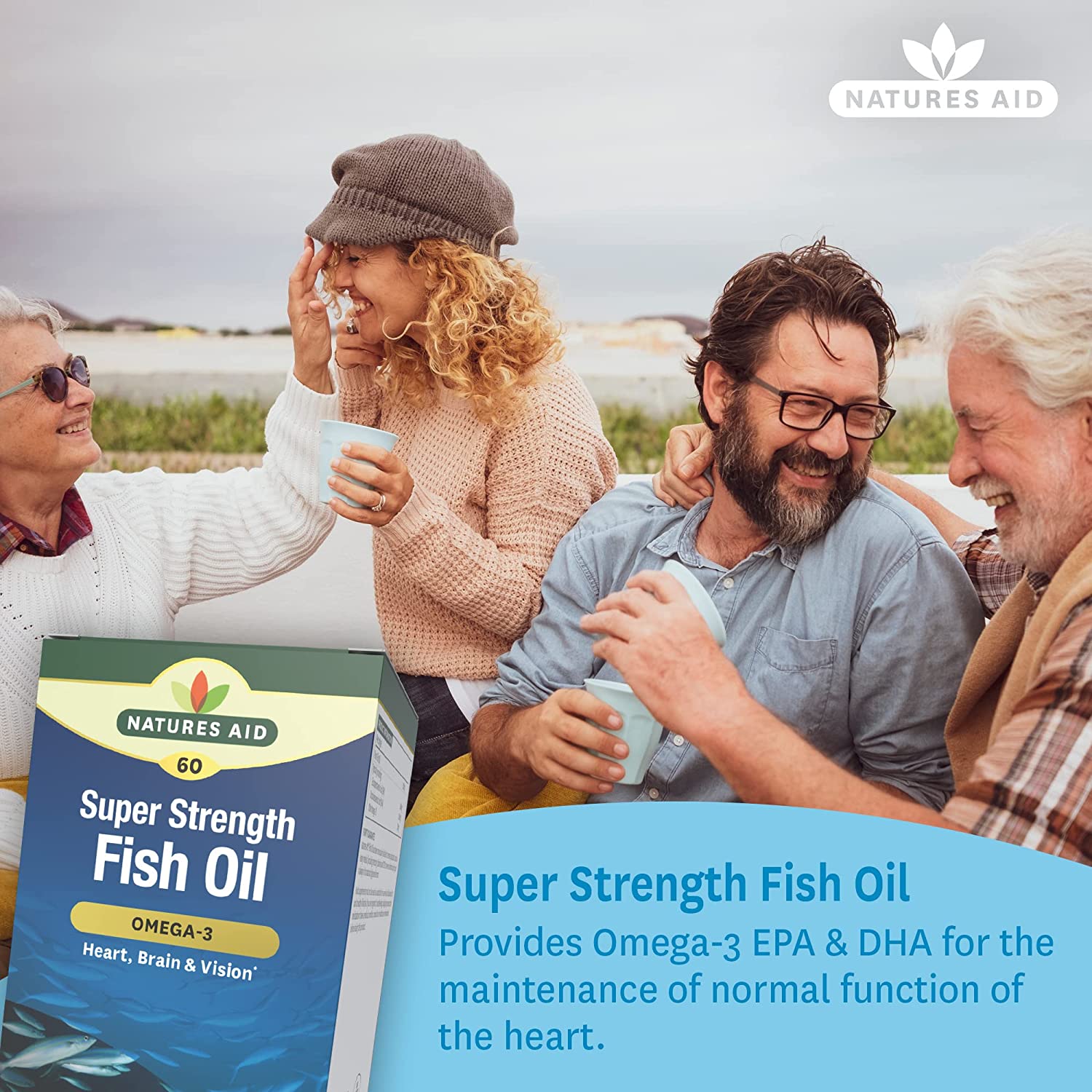 Omega 3 Super Strength Fish Oil 707mg 60 Softgels - Eco Natural Products - Natures Aid - Vitamins & Supplements