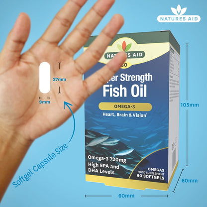 Omega 3 Super Strength Fish Oil 707mg 60 Softgels - Natures Aid - Vitamins & Supplements - Eco Natural Products