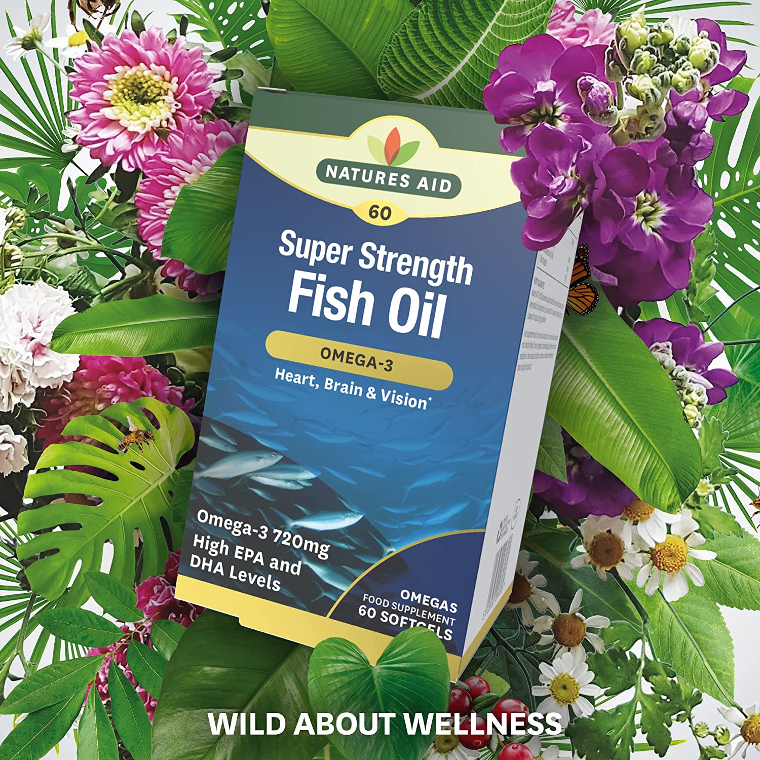 Omega 3 Super Strength Fish Oil 707mg 60 Softgels - Natures Aid - Vitamins & Supplements - Eco Natural Products