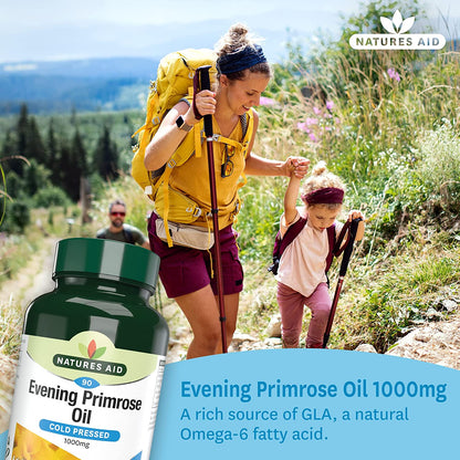 Omega 6 Evening Primrose Oil 1000mg 90 Softgels - Natures Aid - Vitamins & Supplements - Eco Natural Products
