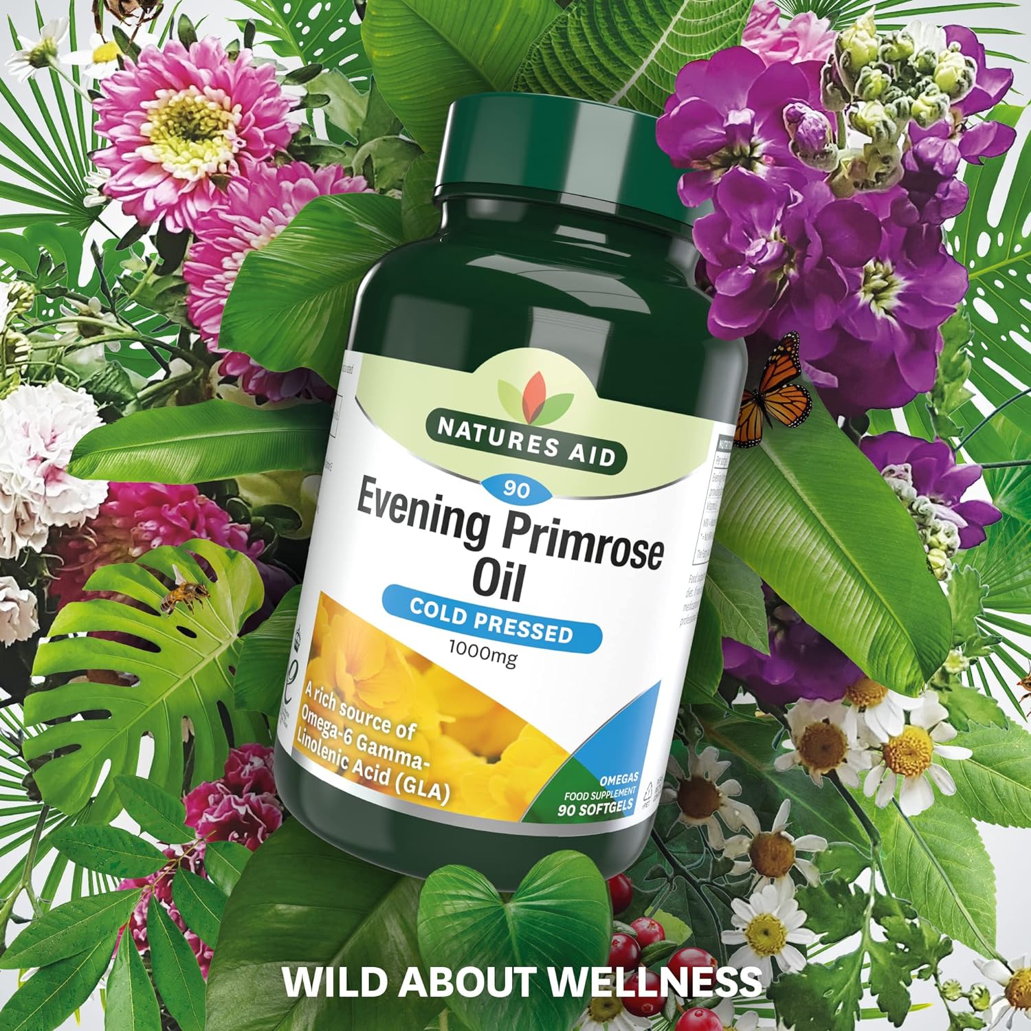 Omega 6 Evening Primrose Oil 1000mg 90 Softgels - Eco Natural Products - Natures Aid - Vitamins & Supplements