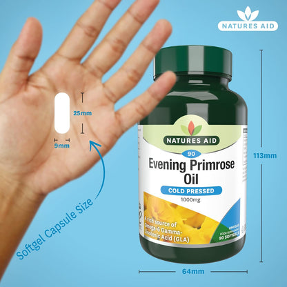 Omega 6 Evening Primrose Oil 1000mg 90 Softgels - Natures Aid - Vitamins & Supplements - Eco Natural Products