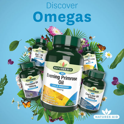 Omega 6 Evening Primrose Oil 1000mg 90 Softgels - Natures Aid - Vitamins & Supplements - Eco Natural Products