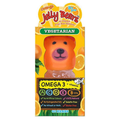 Orange Omega 3 + Vitamin Fruit Bear 60 Gummies - Jelly Bears - Multivitamin Supplements - Jelly Bears