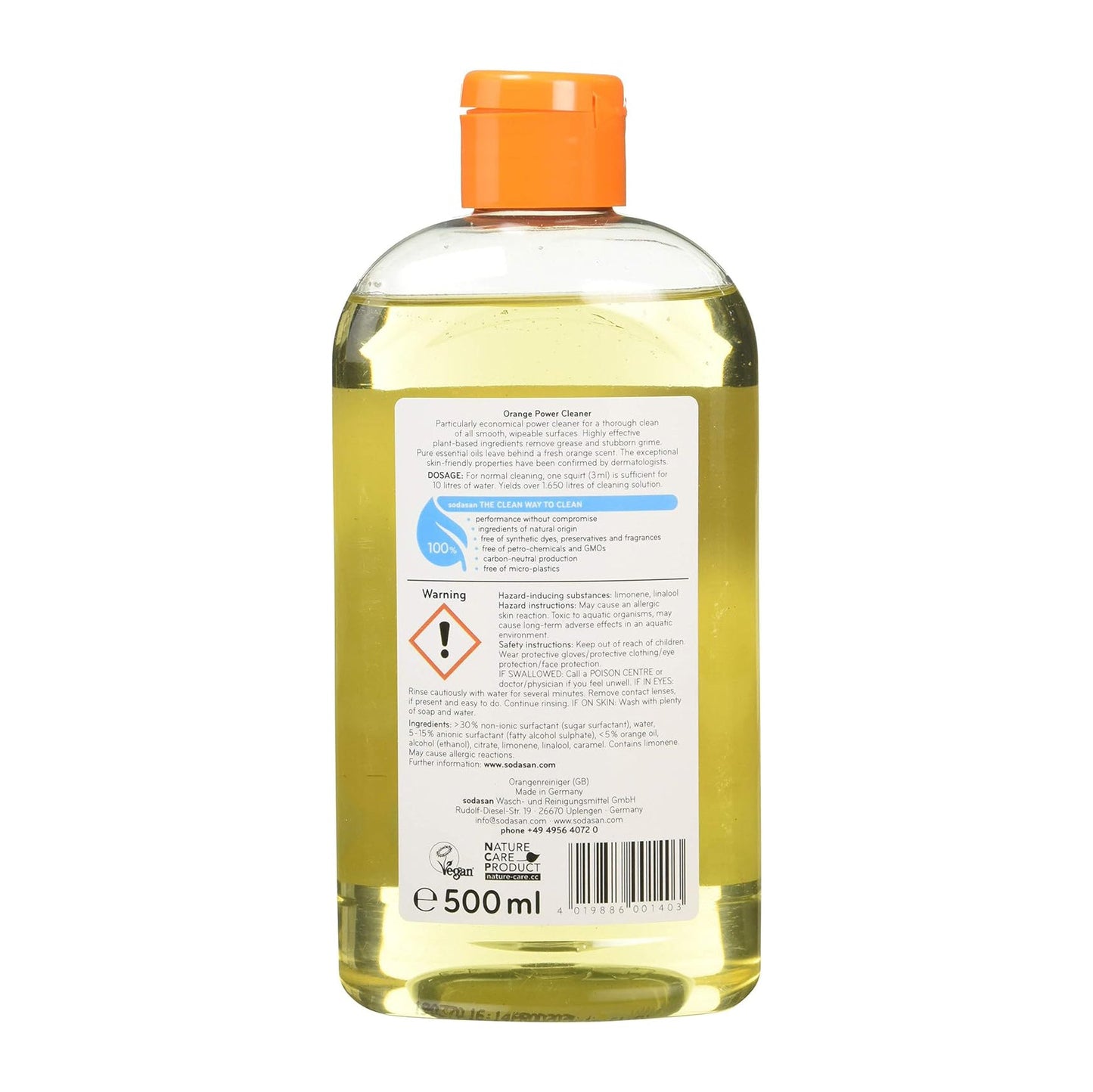 Orange Power Cleaner 500ml - Sodasan - Detergent - Eco Natural Products
