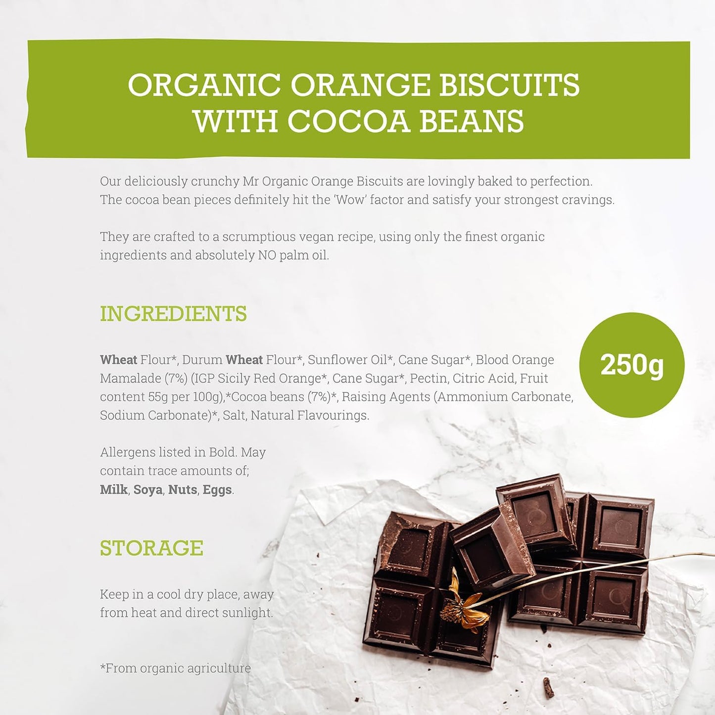Orange with Cocoa Beans Biscuits 250g - Mr Organic - Biscuit - Eco Natural Products
